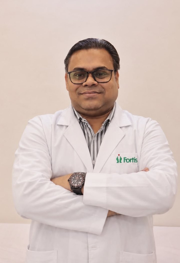 Dr. Vishal Gupta in his Fortis Hospital white coat